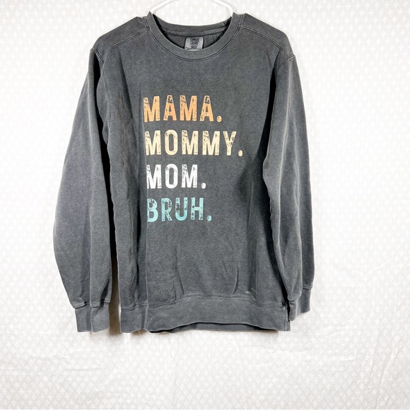 Comfort Colors Washed Grey Mama Graphic Print Sweatshirt - Picture 1 of 6